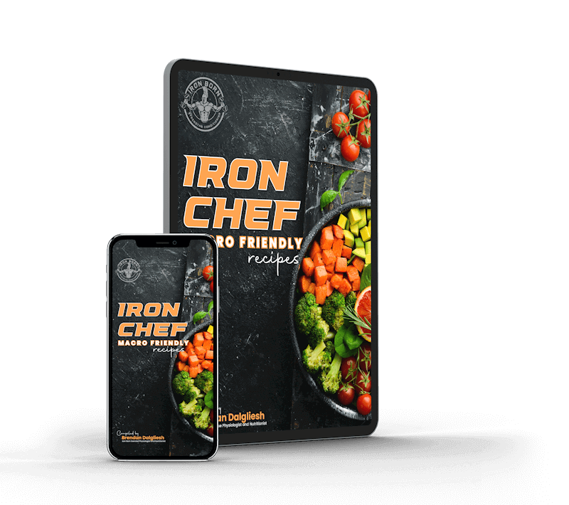 Iron Chef recipe ebook on a tablet and mobile phone device